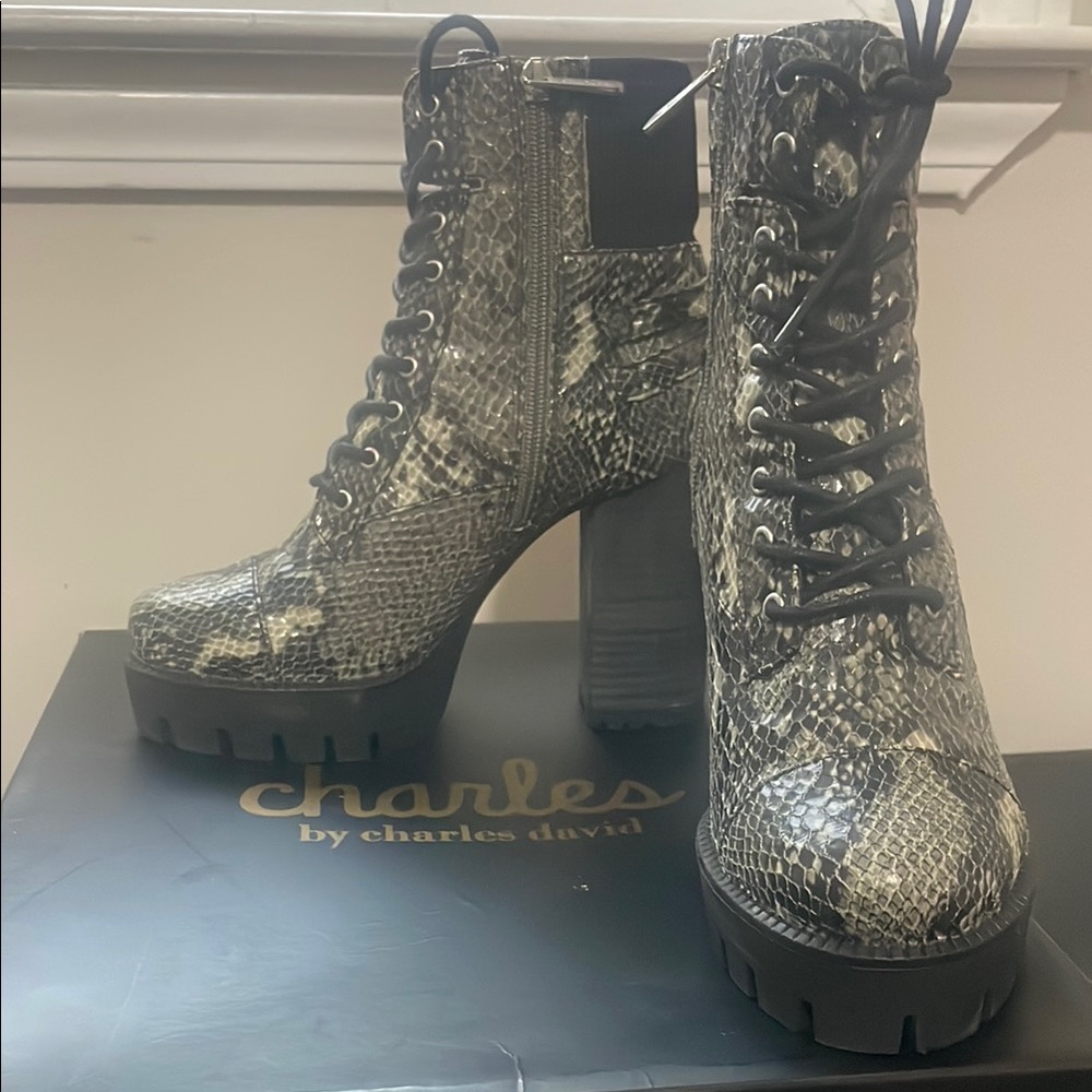 Charles by Charles David Snake Print Platform Boots